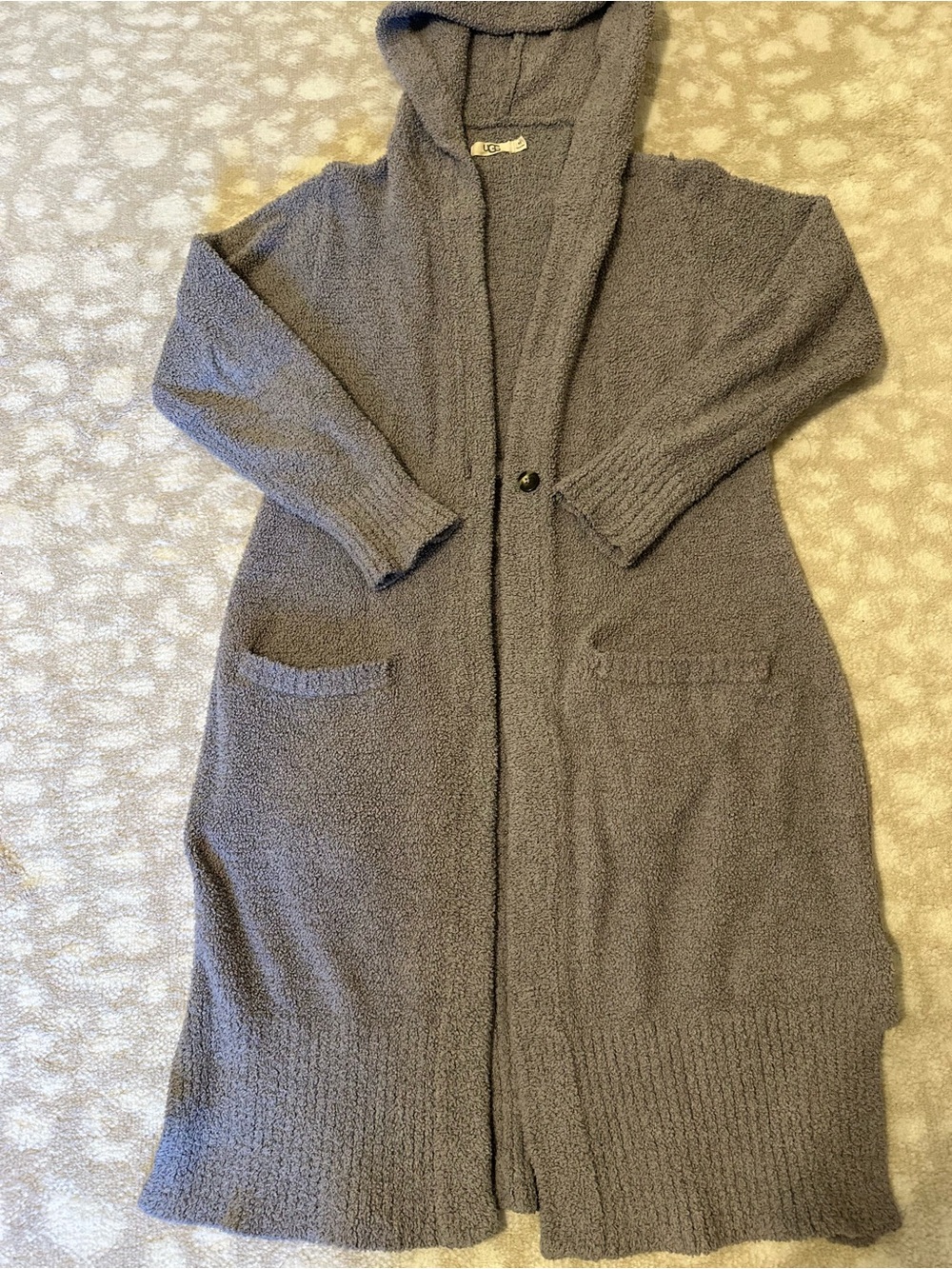 UGG Long Hooded Cardigan Sweater - Gray